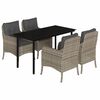 vidaXL 5 pcs conjunto de jantar p/ jardim c/ almofad&otilde;es cinzento claro
