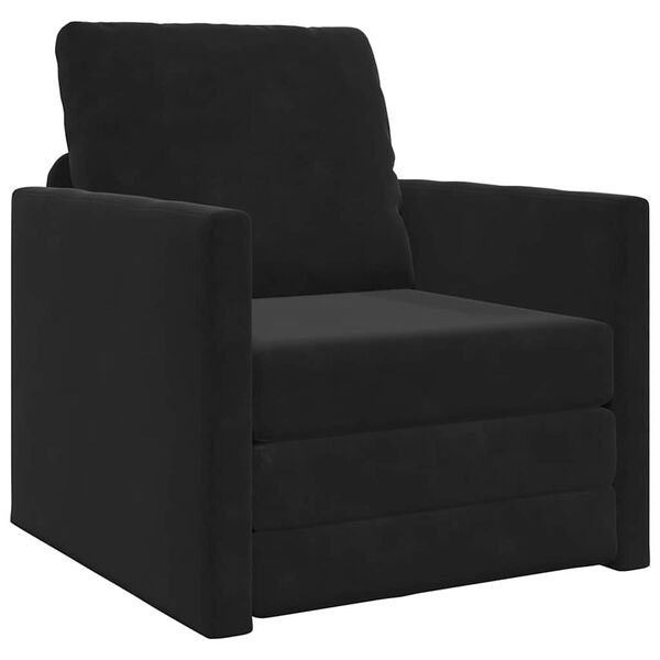 vidaXL Sof&aacute;-Cama Preto 74 x 77 x 81 cm Veludo