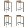 vidaXL Bancos de bar 4 pcs vime PE e madeira de ac&aacute;cia maci&ccedil;a cinzento
