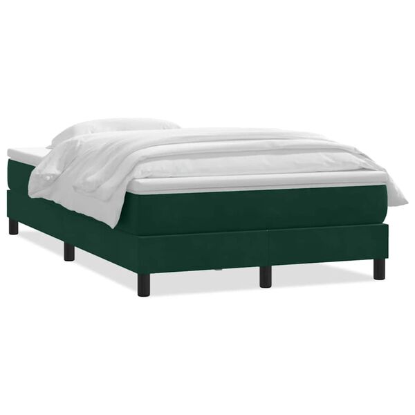 vidaXL Cama boxspring com colch&atilde;o 120x210 cm veludo verde-escuro
