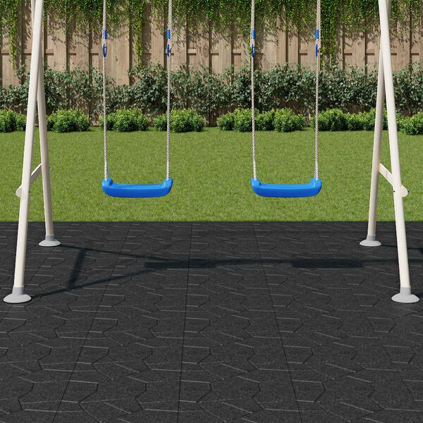 vidaXL Pedra Passo 6 pcs Preto 40,5 x 40,5 x 2 cm Borracha