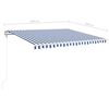 vidaXL Toldo autom&aacute;tico c/ LED e sensor de vento 450x350cm azul/branco