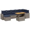 vidaXL Conjunto de sof&aacute; de jardim com 8 pe&ccedil;as e almofadas em rattan sint&eacute;tico cinza