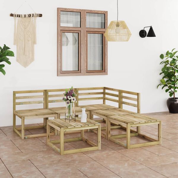 vidaXL 6 pcs conjunto lounge de jardim pinho impregnado verde