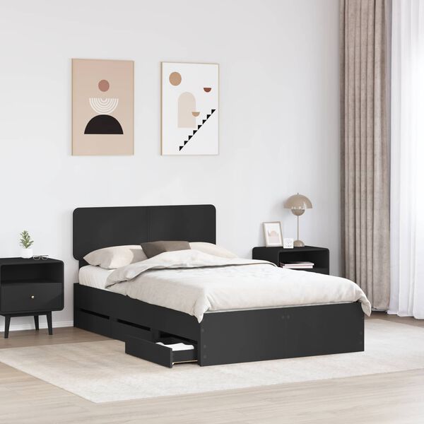 vidaXL Estrutura da Cama Preto 135 x 190 cm Madeira engenheirada