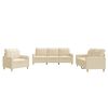 vidaXL 3 pcs conjunto de sof&aacute;s com almofad&otilde;es tecido cor creme