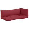 vidaXL Almofad&otilde;es para m&oacute;veis de paletes 3 pcs tecido vermelho tinto