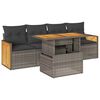 vidaXL 5 pcs conjunto sof&aacute;s de jardim c/ almofad&otilde;es ac&aacute;cia e vime PE