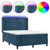 vidaXL Cama box spring c/ colch&atilde;o/LED 140x200 cm veludo azul-escuro