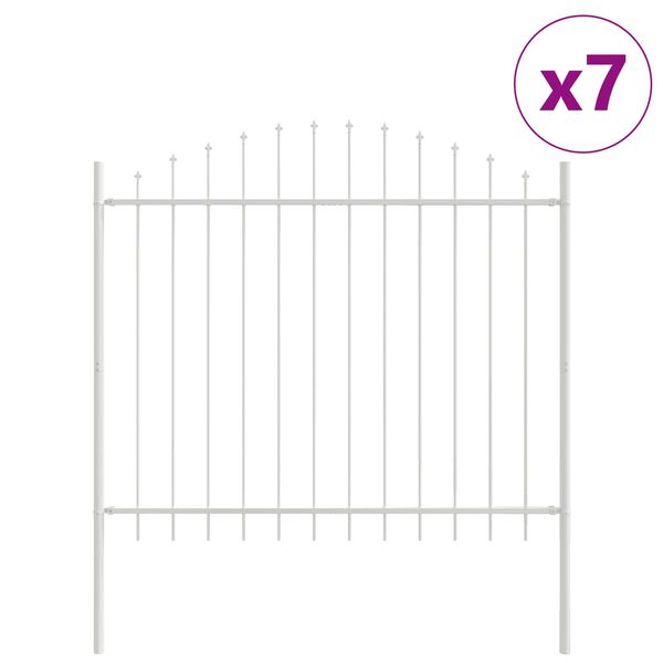 vidaXL Cerca para Jardim 7 pcs Branco 170 x 165 cm A&ccedil;o revestido a p&oacute;