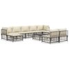 vidaXL 10pcs conjunto lounge de jardim c/ almofad&otilde;es vime PE antracite