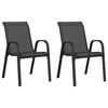 vidaXL Cadeiras de jardim empilh&aacute;veis 2 pcs textilene preto