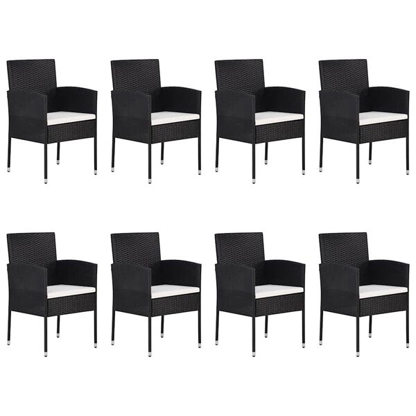 vidaXL 9 pcs conjunto de jantar para jardim preto