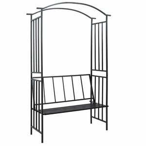 vidaXL Arco de jardim com banco 128x50x207 cm ferro preto