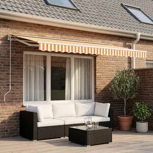 vidaXL Tecido de substitui&ccedil;&atilde;o para toldo amarelo e branco 600x300 cm poli&eacute;ster