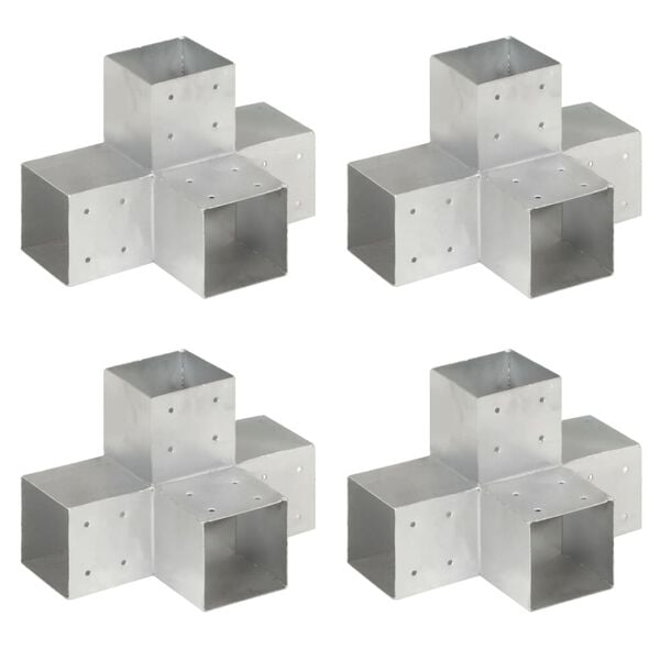 vidaXL Bases p/ poste em forma de X 4 pcs 101x101 mm metal galvanizado