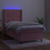 vidaXL Cama box spring c/ colch&atilde;o/LED 100x200 cm veludo rosa