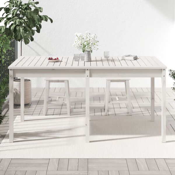 vidaXL Mesa de jardim 159,5x82,5x76 cm madeira de pinho maciça branco