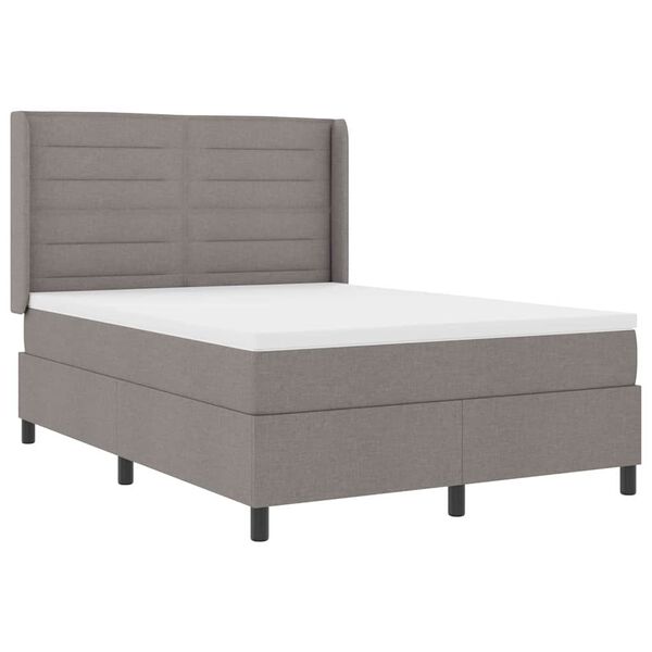 vidaXL Cama Box com colch&atilde;o Cinzento-acastanhado 140 x 190 cm tecido