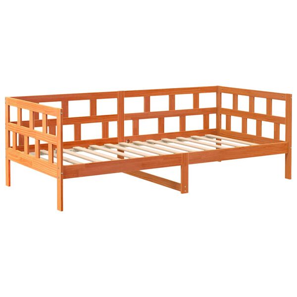 vidaXL Sof&aacute;-cama sem colch&atilde;o 90x200 cm pinho maci&ccedil;o castanho-mel