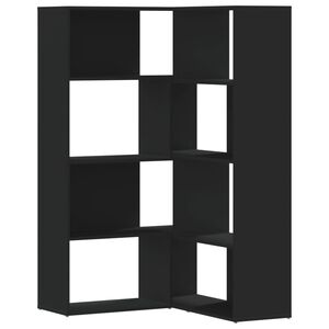 vidaXL Estante canto 4 prateleiras 85x85x140 cm deriv. madeira preto