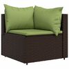 vidaXL 3 pcs conjunto lounge jardim c/ almofadões vime PE castanho