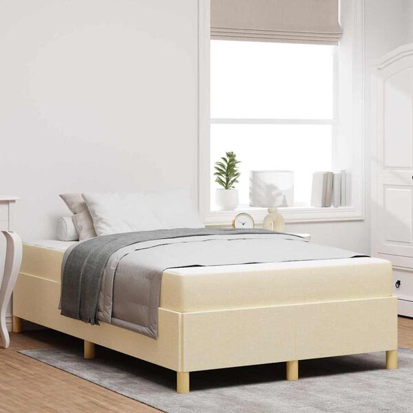 vidaXL Cama Box com colch&atilde;o Branco e Creme 120 x 190 cm Poli&eacute;ster