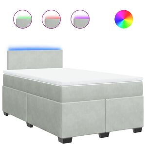 vidaXL Cama boxspring com colch&atilde;o 120x190 cm veludo cinzento-claro