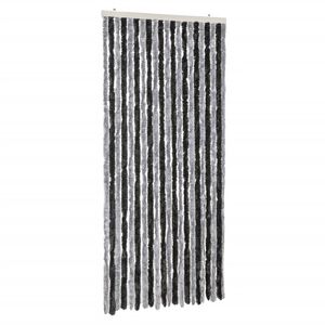 vidaXL Cortina anti-insetos 90x220 cm chenille cinzento e preto