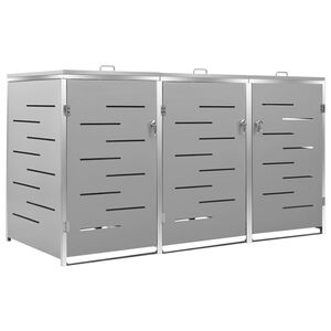 vidaXL Abrigo triplo para caixotes do lixo 207x77,5x115 cm a&ccedil;o inox