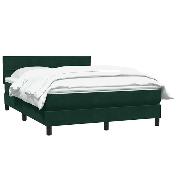 vidaXL Box Cama primavera com Colch&atilde;o Verde Escuro 140x210 cm Veludo