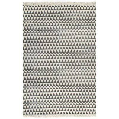 vidaXL Tapete Kilim em algodão 160x230 cm com padrão preto/branco