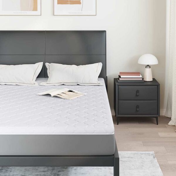 vidaXL Topper de Coco Branco 160 x 200 cm Tecido Jacquard