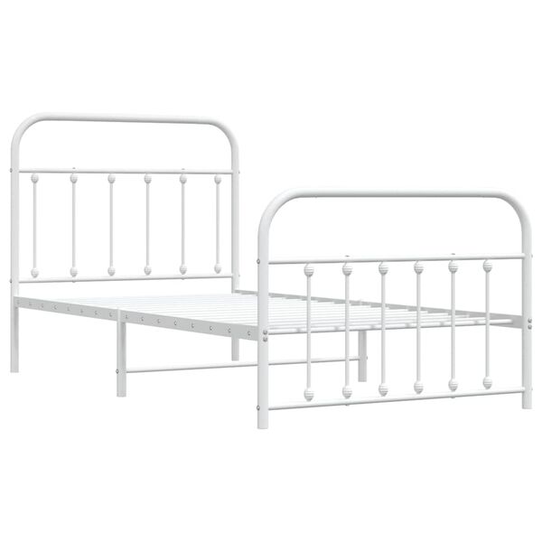 vidaXL Estrutura de cama com cabeceira e p&eacute;s 100x190 cm metal branco