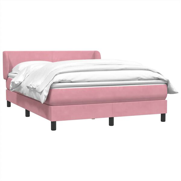 vidaXL Cama box spring com colch&atilde;o 160x210 cm veludo rosa