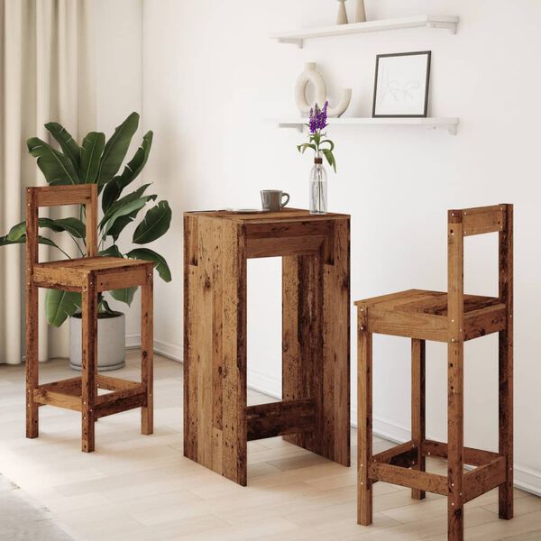 vidaXL Mesa de bar 51x50x103,5 cm derivados de madeira madeira velha