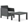 vidaXL 2 pcs conjunto lounge de jardim com almofad&atilde;o vime PP antracite