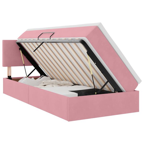 vidaXL Cama com Armazenamento com colch&atilde;o Rosa 90 x 190 cm Veludo