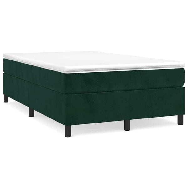 vidaXL Cama boxspring com colch&atilde;o 120x200 cm veludo verde-escuro