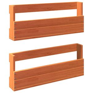 vidaXL Sapateira parede 2 pcs 59x8,5x23,5cm pinho maci&ccedil;o castanho cera
