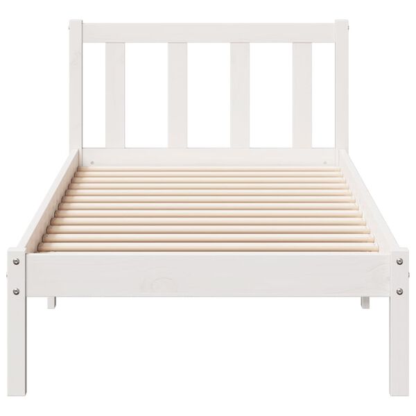 vidaXL Cama extra longa sem colch&atilde;o 90x220 cm pinho maci&ccedil;o branco