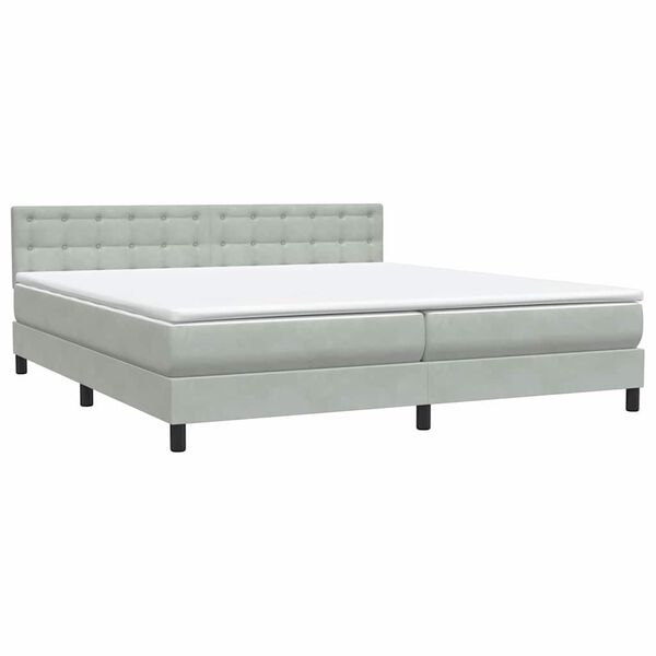 vidaXL Cama com molas/colch&atilde;o 180x210 cm veludo cinzento-claro