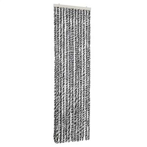 vidaXL Cortina anti-insetos 56x185 cm chenille cinzento/preto/branco