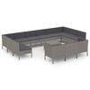 vidaXL 14 pcs conjunto lounge de jardim c/ almofad&otilde;es vime PE cinzento