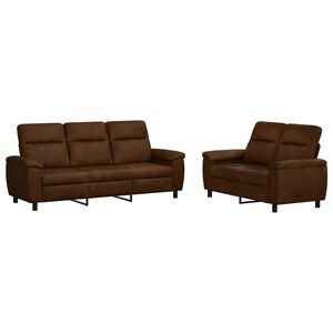 vidaXL Conjunto de Sof&aacute;s 2 pcs Castanho Couro Suede Sint&eacute;tico