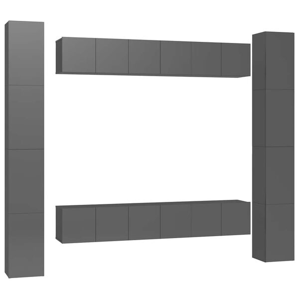 vidaXL 6 pcs conjunto de móveis de TV contraplacado cinzento brilhante