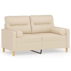 vidaXL Sof&aacute; 2 lugares + almofadas decorativas 120 cm tecido cor creme