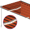 vidaXL Toldo retr&aacute;til manual com estore/LED 3x2,5 m laranja e castanho