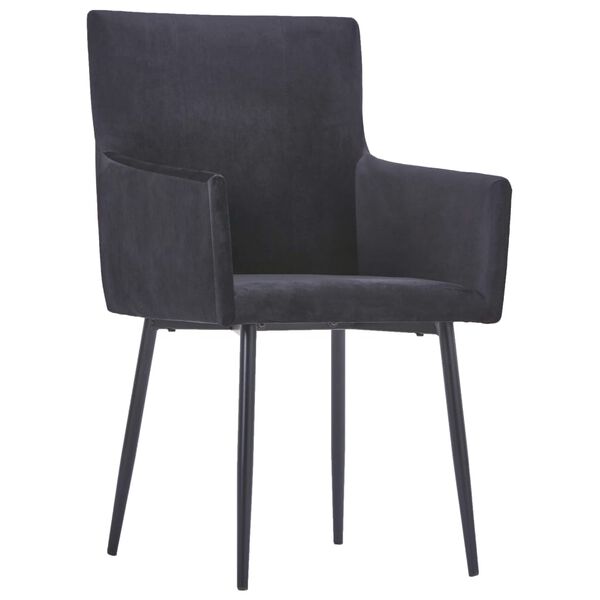 vidaXL Cadeiras de jantar com apoio de bra&ccedil;os 2 pcs veludo preto