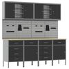 vidaXL Arm&aacute;rio de Trabalho 10 unid. Preto Madeira de Engenharia e A&ccedil;o